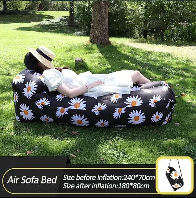 B4 Lifestyles Black With Flowers Inflatable Sofa Bed