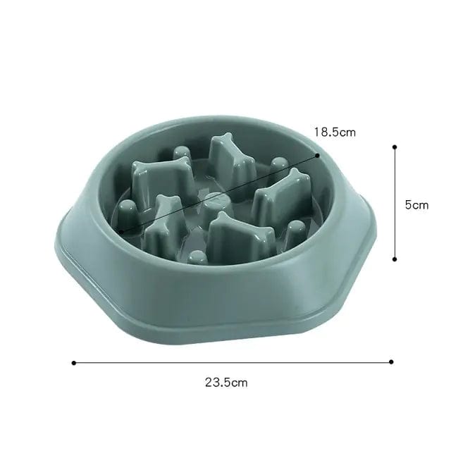 B4 Lifestyles Green / As Shown Slow Feeder Bone Design Pet Bowl