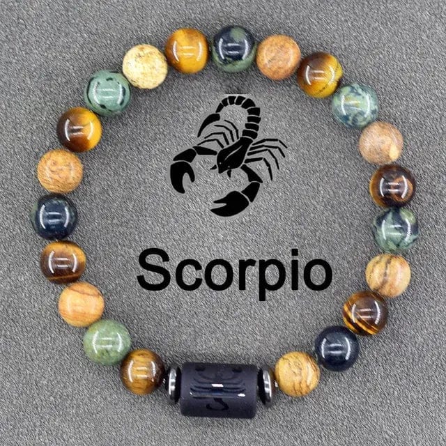 B4 Lifestyles Jewelry 9 Scoprio / 8 MM Beads 12 Zodiac Sign(s) Constellation Bracelet