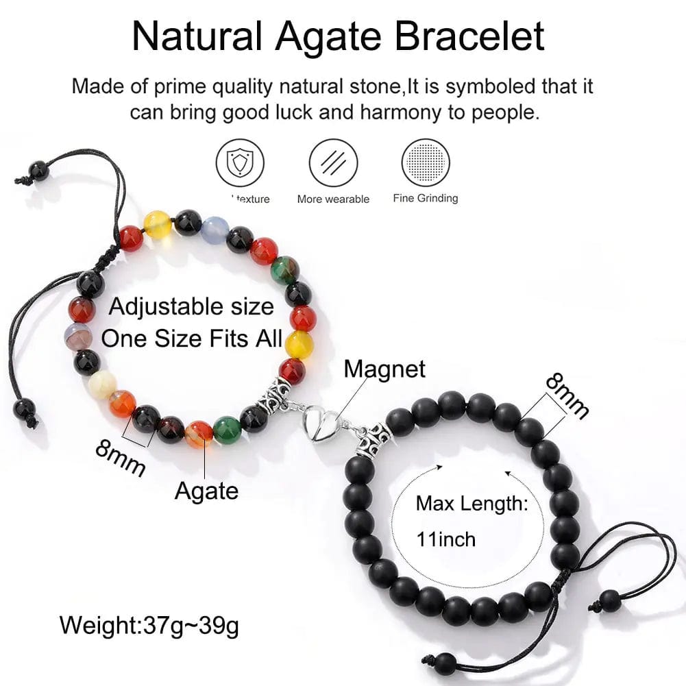 B4 Lifestyles Natural Stone Beads Couple Magnetic Bracelets