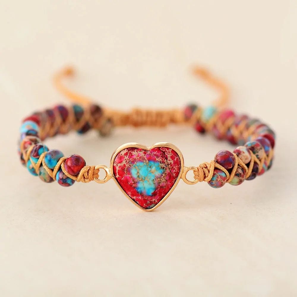 B4 Lifestyles Natural Stone Heart Charm Bracelets