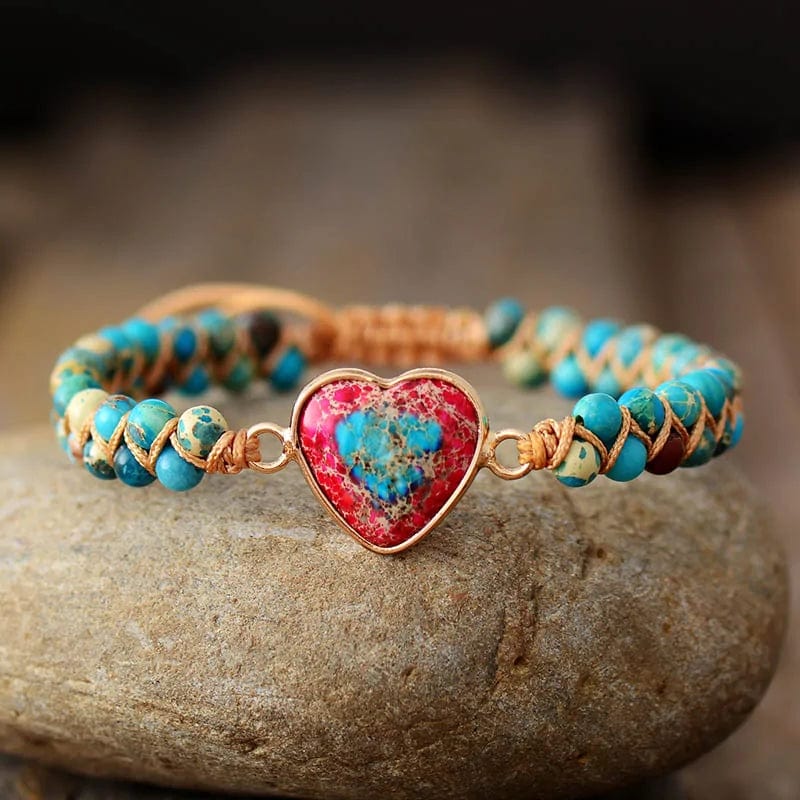 B4 Lifestyles Natural Stone Heart Charm Bracelets