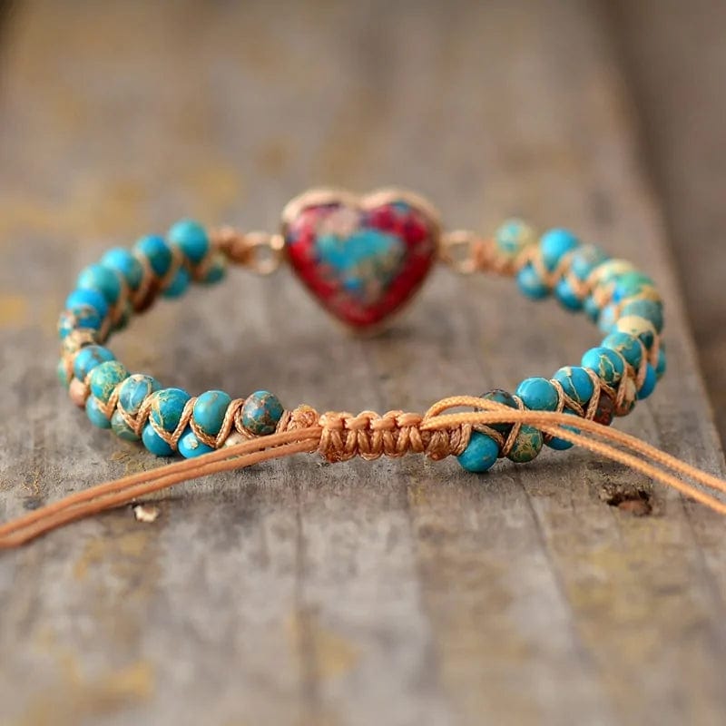 B4 Lifestyles Natural Stone Heart Charm Bracelets