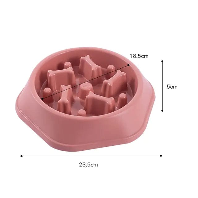 B4 Lifestyles Pink / As Shown Slow Feeder Bone Design Pet Bowl