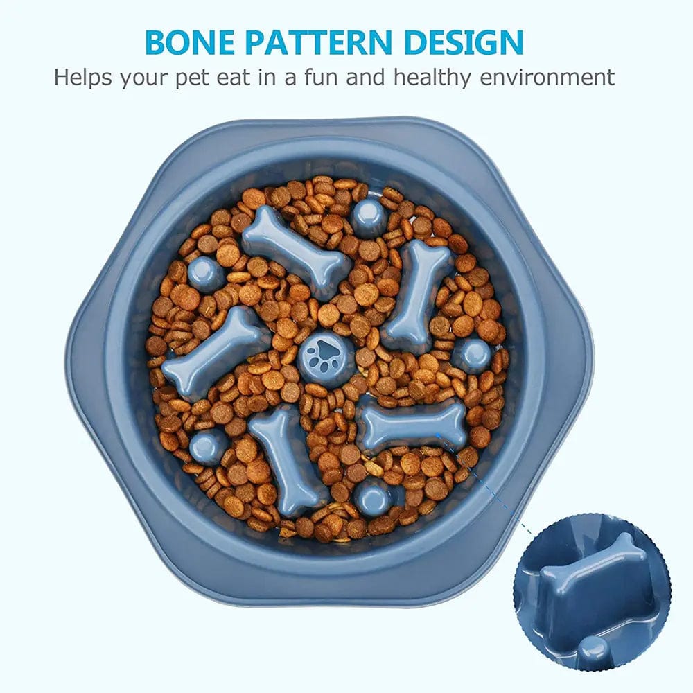 B4 Lifestyles Slow Feeder Bone Design Pet Bowl