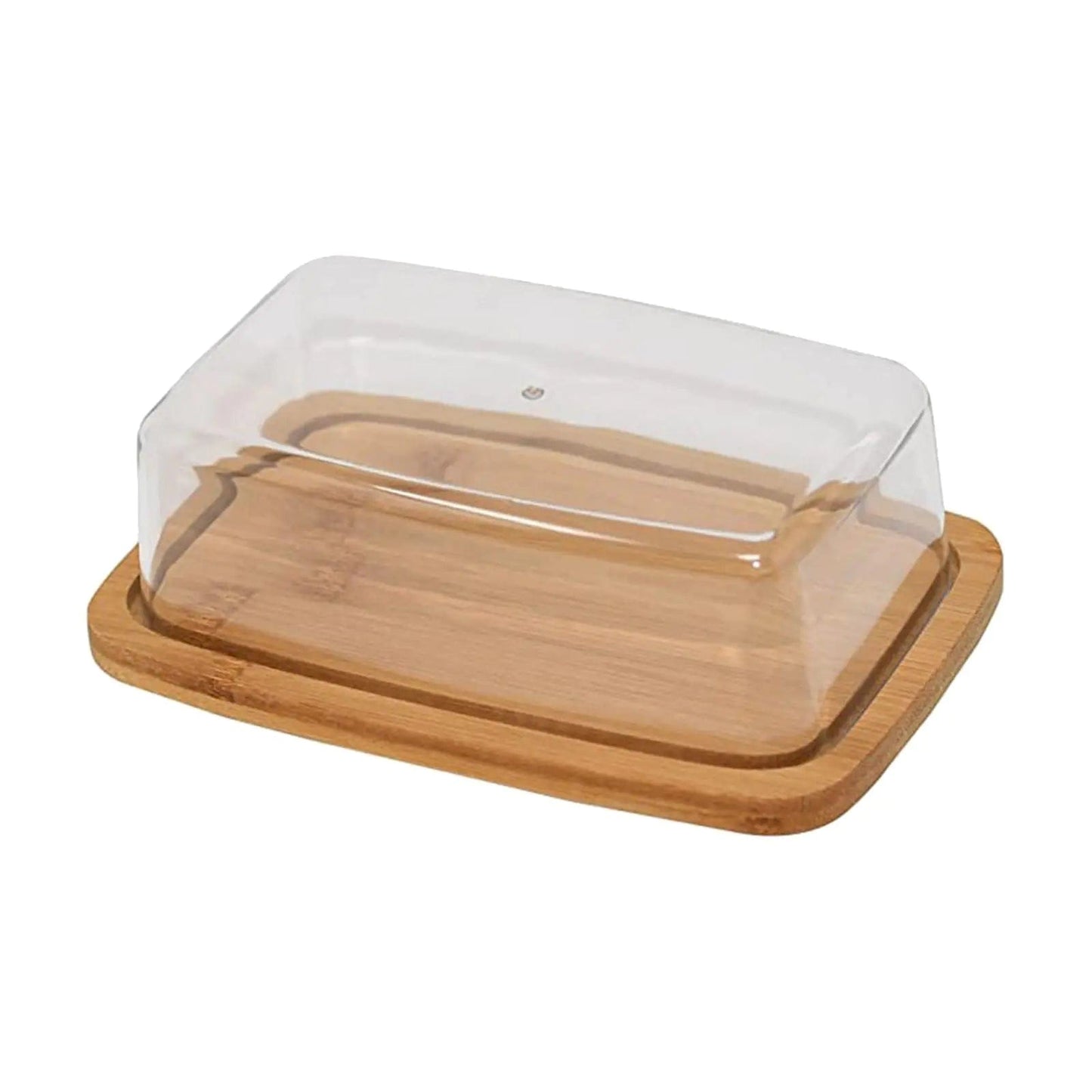 B4 Lifestyles Square Bamboo Butter Dish Creative Rectangular with Glass Lid for Home