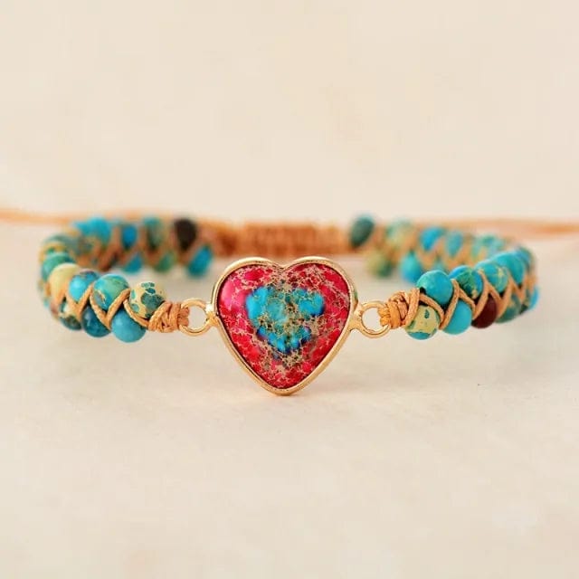 B4 Lifestyles Turquoise Natural Stone Heart Charm Bracelets