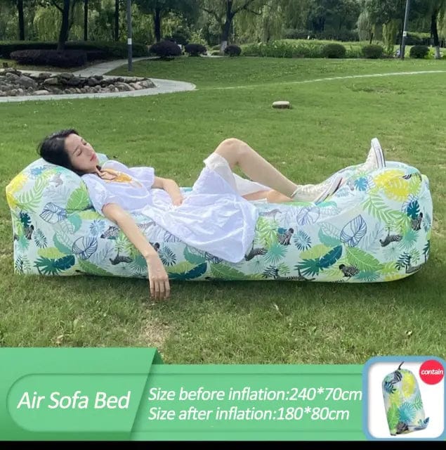 B4 Lifestyles White With Leaves Inflatable Sofa Bed