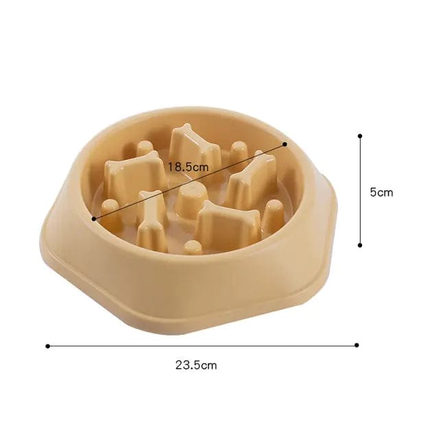 B4 Lifestyles Yellow / As Shown Slow Feeder Bone Design Pet Bowl