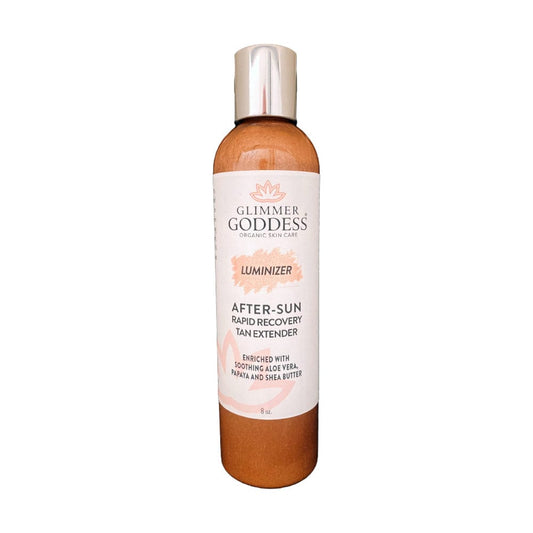 Glimmer Goddess Health & Beauty Organic After Sun Lotion & Tan Extender WITH Luminizing Shimmer